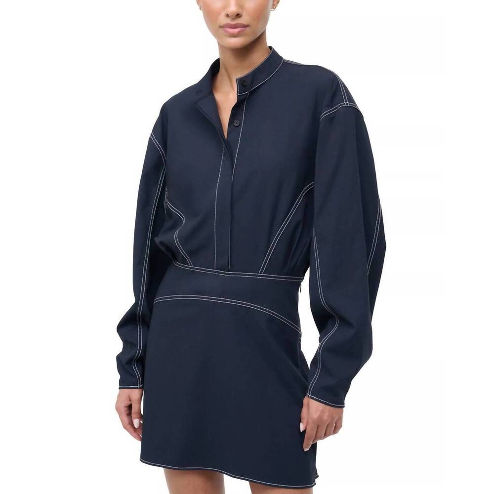 NEW STAUD kiln long sleeve mini dress in navy - Picture 5 of 6